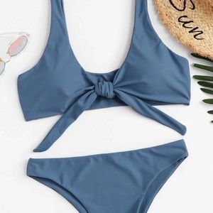 Slate blue tie bikini